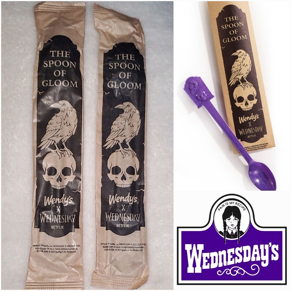NEW - Bundle of 2 Wendy's x Wednesday Addams Netflix Spoon of Gloom - NIP